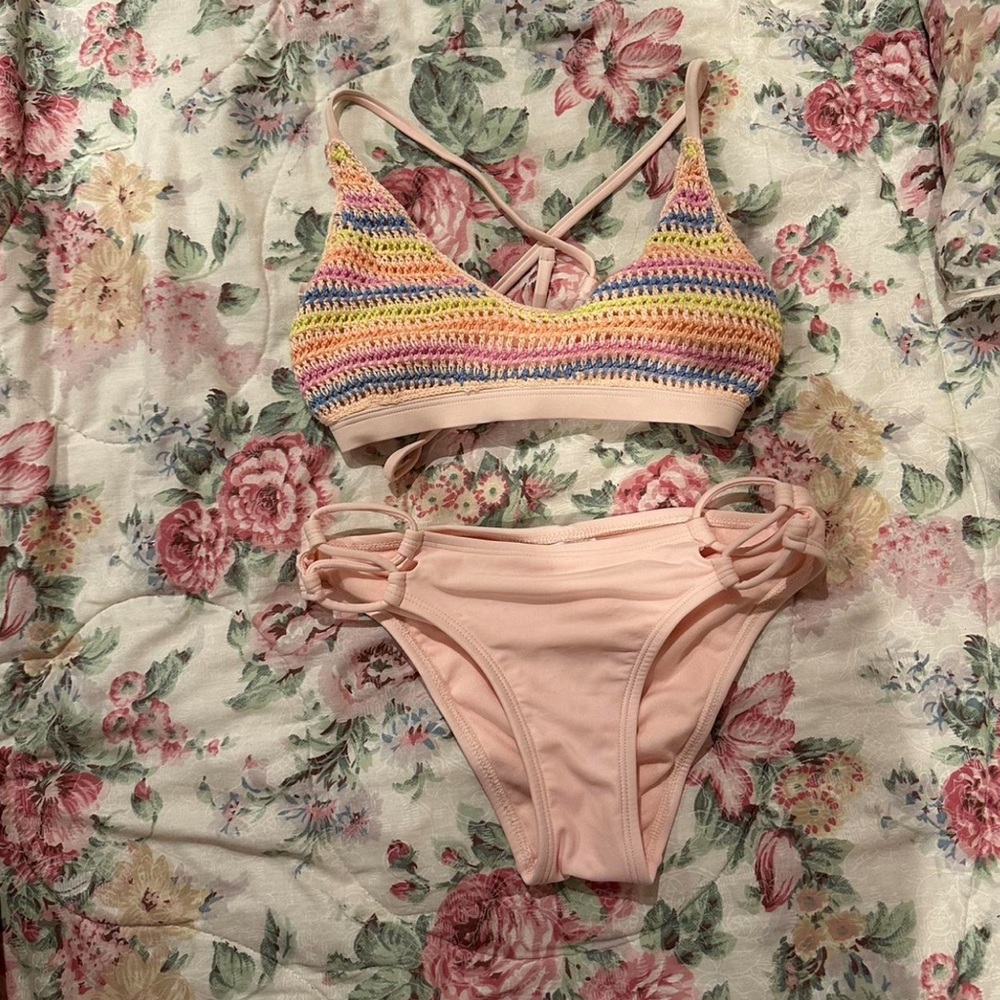 pink crochet bikini